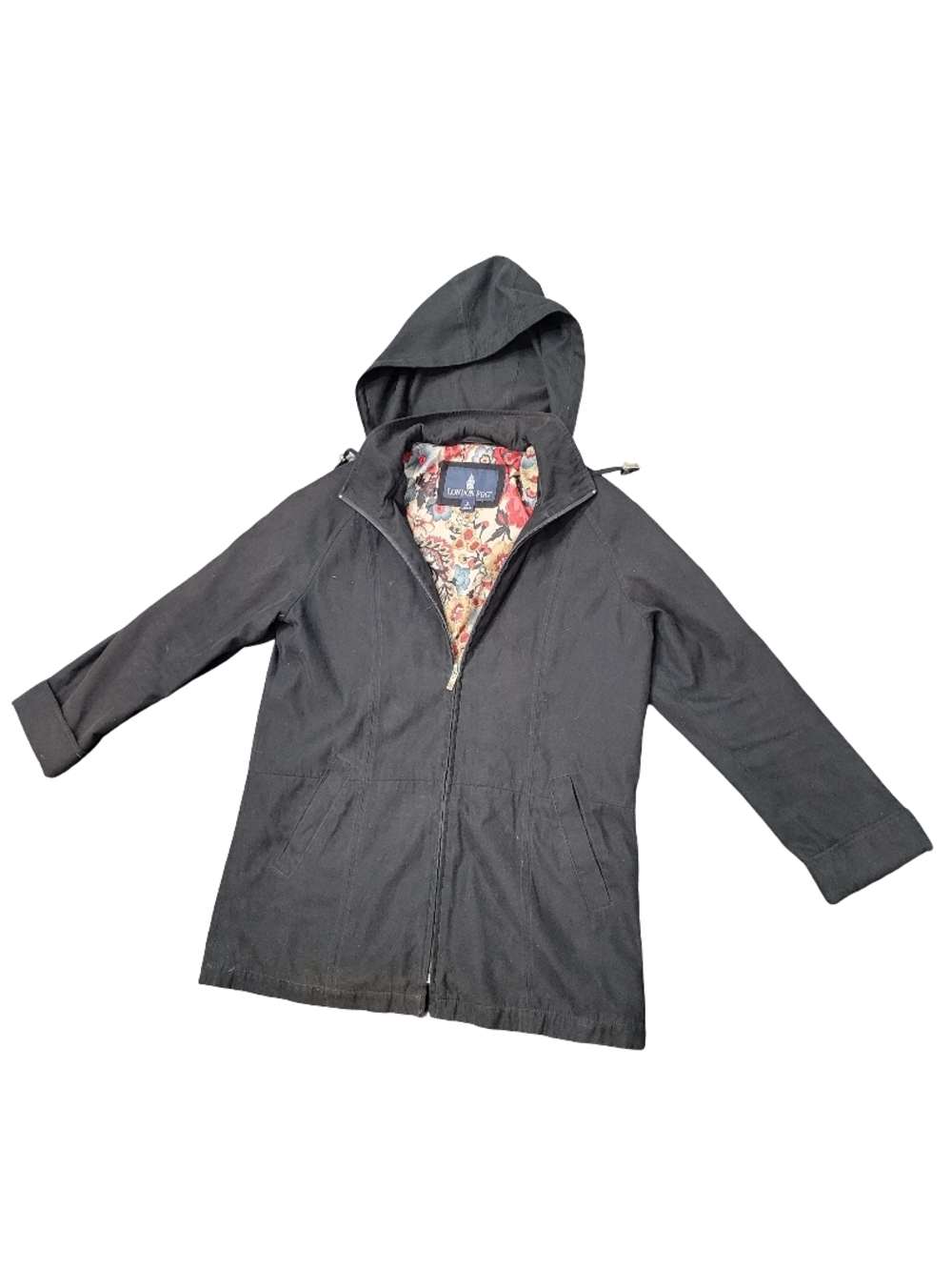 London Fog Black Hooded Lightweight Coat